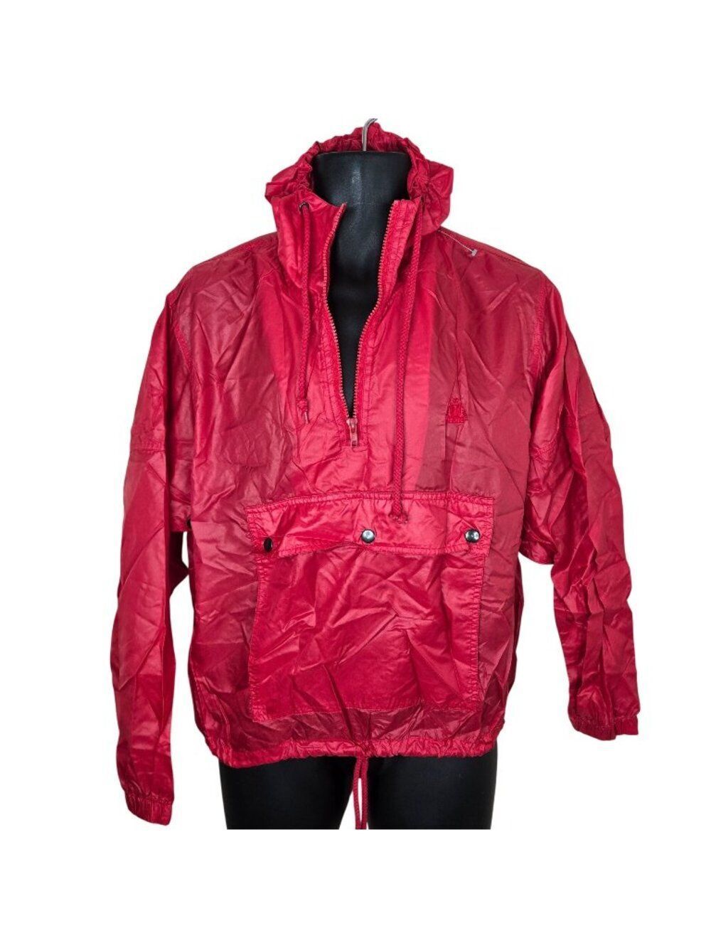 Vintage Izod Red Nylon Pullover Windbreaker Jacket Half-Zip Mens Size S